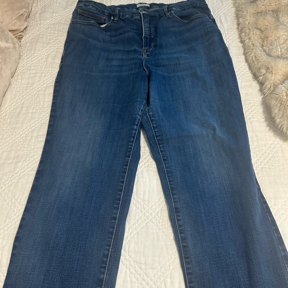 Good American Dark Blue Straight Leg Jeans